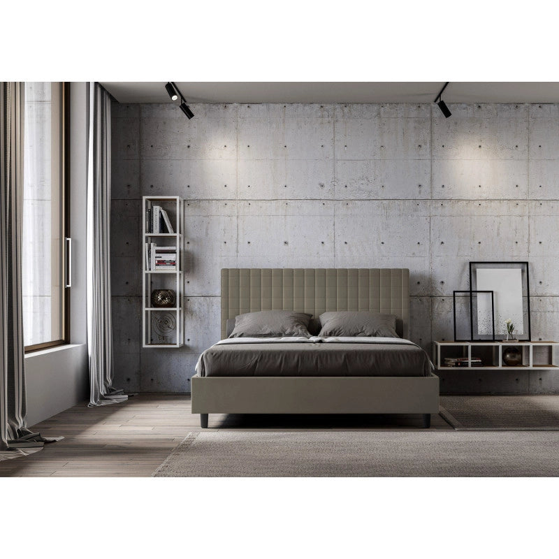 Letto imbottito Letto Matrimoniale alla Francese 150x200 cm Sunny - Similpelle,Senza rete,Cappuccino