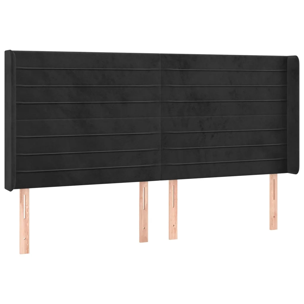 Testiera | Testata a LED Nera 183x16x118/128 cm in Velluto