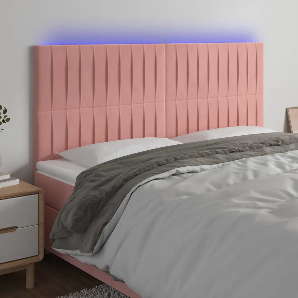 Testiera | Testata a LED rosa 200x5x118/128 cm in Velluto