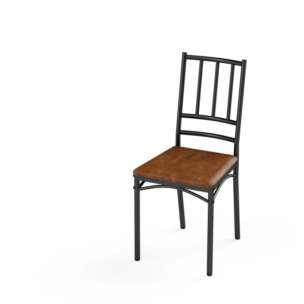 Set tavolo da pranzo con 4 sedie, stile industriale, finitura noce, per cucina e soggiorno