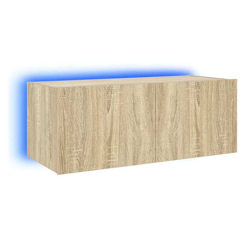 Mobile TV a Parete | Armadietto TV | Mobile Porta TV con Luci LED Rovere Sonoma 80x35x31 cm