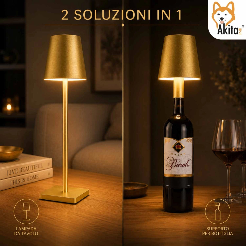Akitaink Lampada da Tavolo LED Oro Ricaricabile