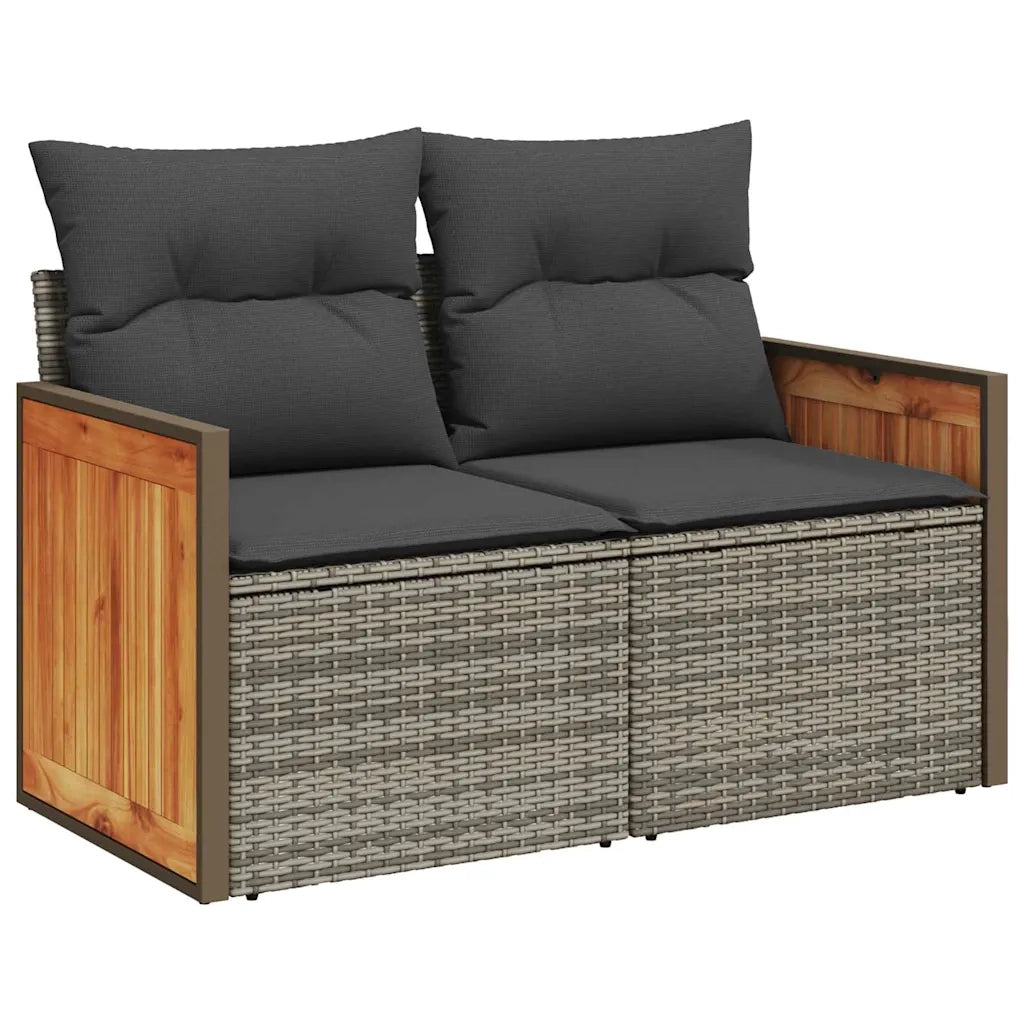 Set Divano da Giardino con cuscino 9 pcs Grigio polyrattan