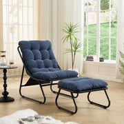 Sdraio, sedia da relax, con poggiapiedi, senza braccioli, blu