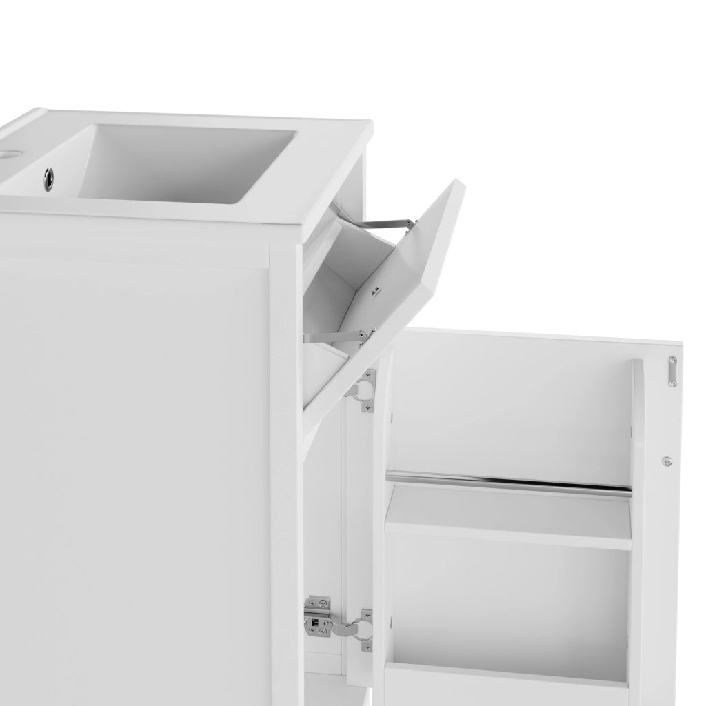 Mobile bagno bianco in MDF con lavabo integrato in ceramica