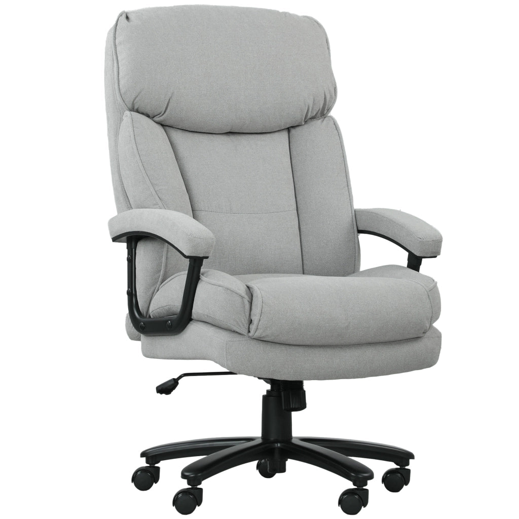 Sedia da ufficio ergonomica per carichi pesanti, poltrona direzionale regolabile con ruote, portata 200 kg, in tessuto grigio chiaro