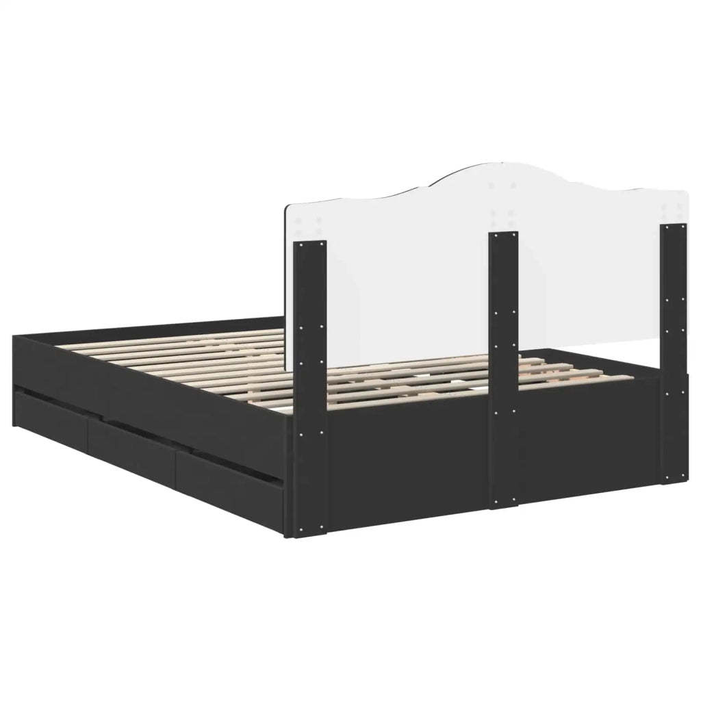 Letto matrimoniale | Letto per adulti | Struttura del letto Nero 150 x 200 cm Legno Ingegnerizzato