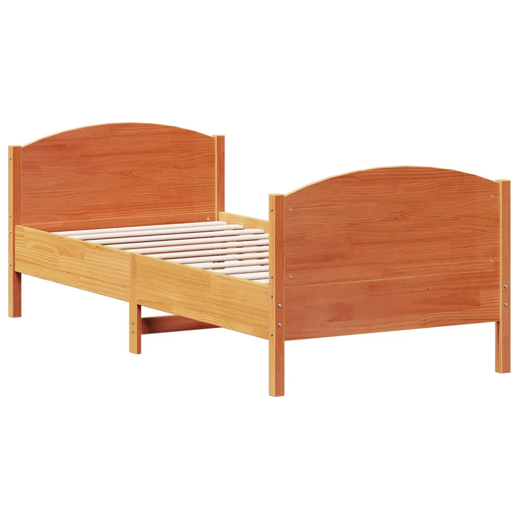 Letto senza Materasso-Struttura Letto Marrone Cera 75x190 cm in Legno di Pino 576289