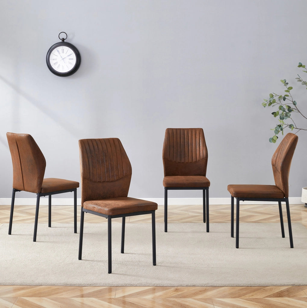 SEDIE da pranzo Set da 4 pezzi 93 cm Tessuto marrone e metallo nero
