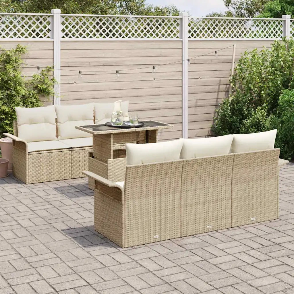 Set Divano da Giardino con cuscino 7 pcs Beige polyrattan 3348207