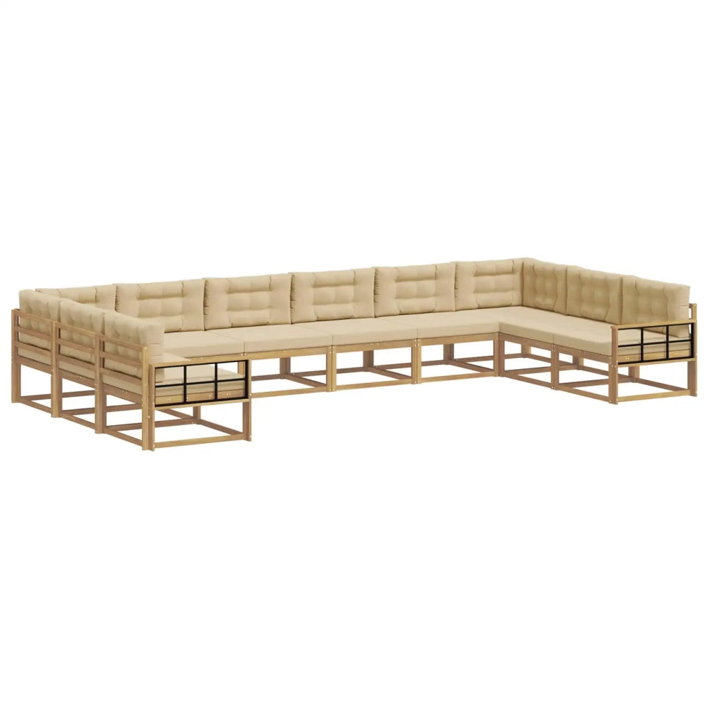Set di divani da esterno 10 pz Bianco e Beige 3387117