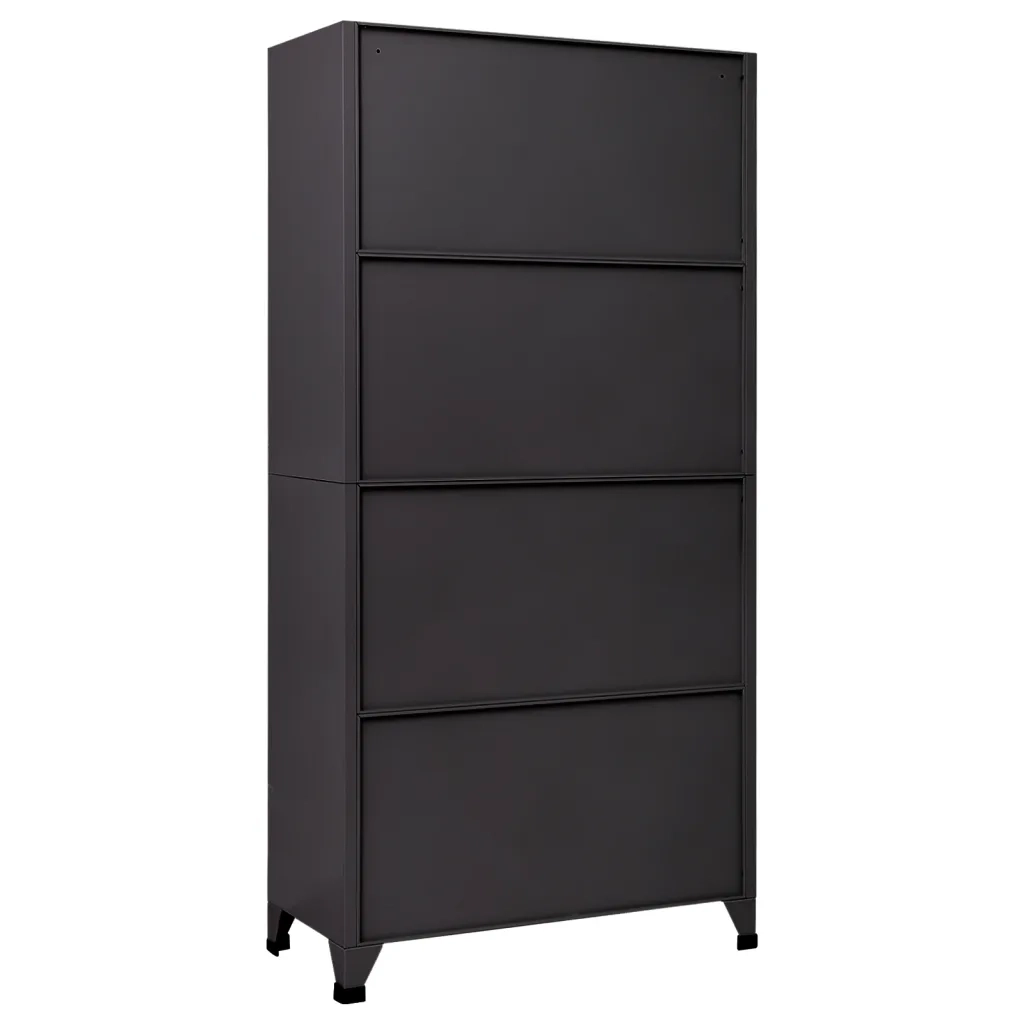 Armadietto a casetti moderno di design 90 x 45 x 180 cm chiudibile a chiave atmosfera contemporanea in acciaio antracite 02_0047021