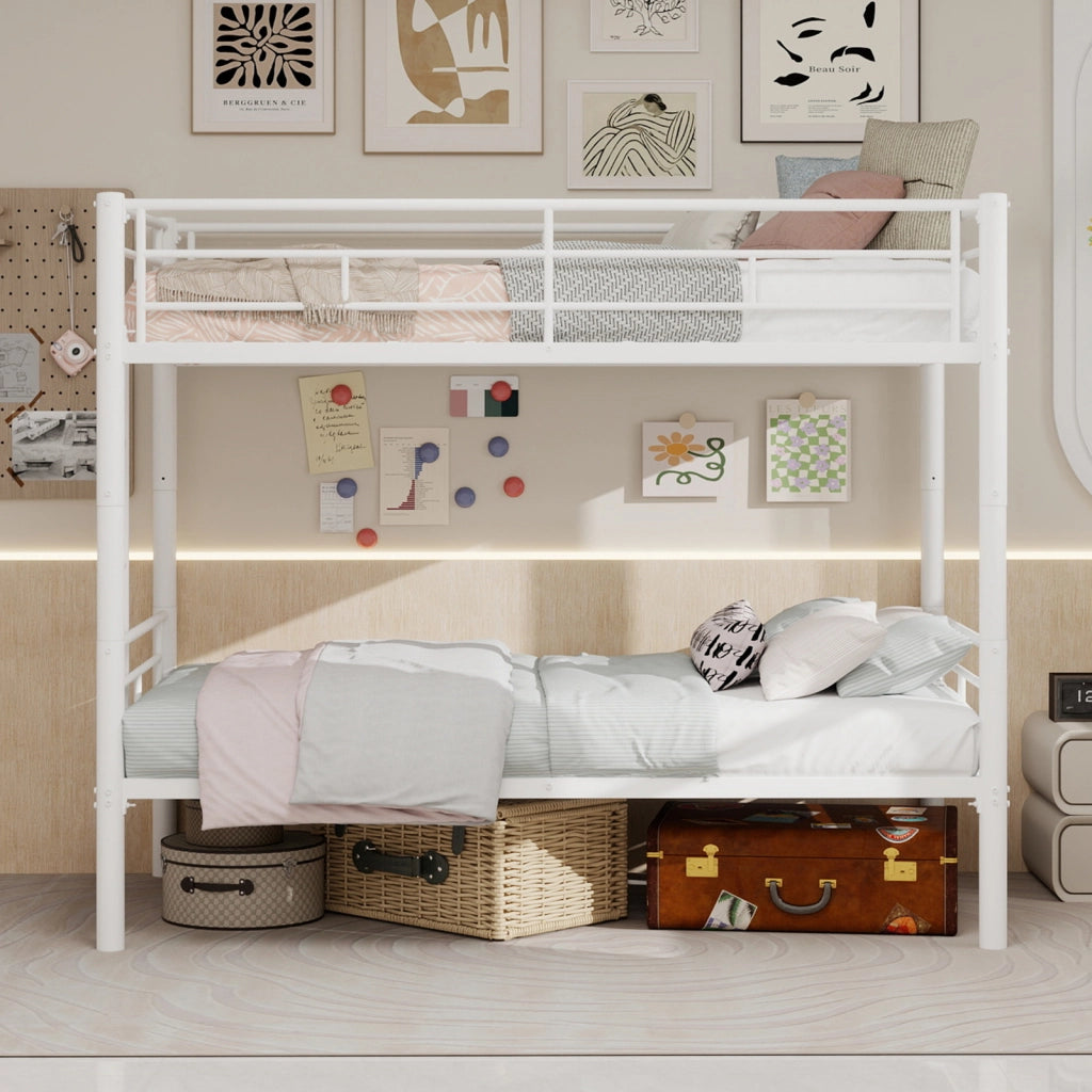Letto a castello funzionale in ferro bianco 97x196 cm