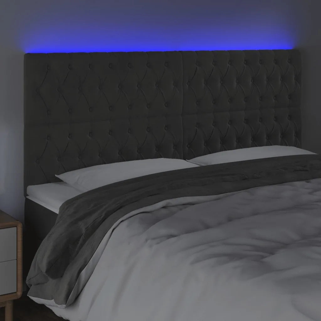Testiera | Testata a LED GrigioScuro 180x7x118/128cm in Velluto