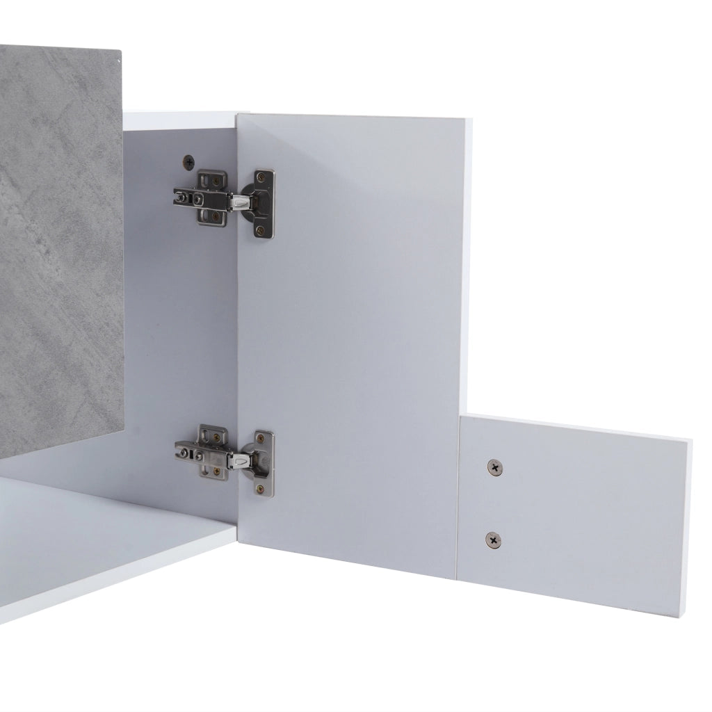 Mobile TV bianco e grigio 180 cm con illuminazione LED