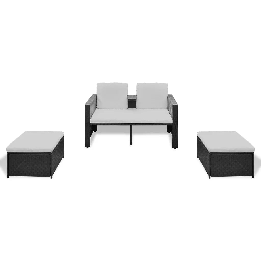 Set Divani da Giardino 4 pz con Cuscini in Polyrattan Nero 40737