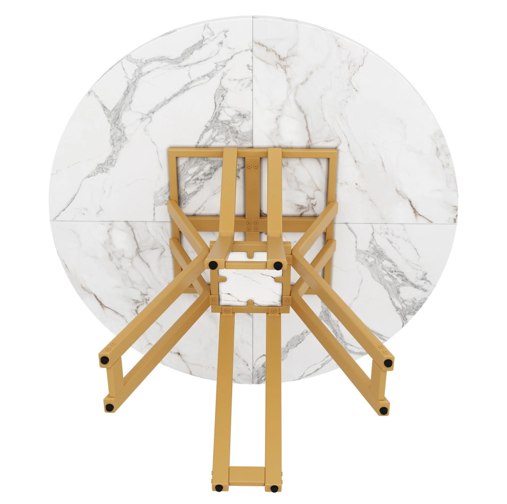 TAVOLO DA PRANZO 100x100x76 cm MDF Bianco e Oro