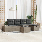 Set Divano da Giardino con cuscino 6 pcs Grigio polyrattan