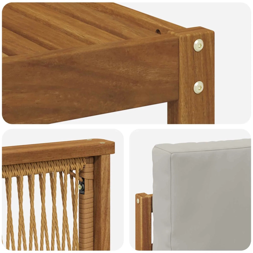 Set di divani da esterno 9 pz Naturale e Grigio Chiaro 3385477