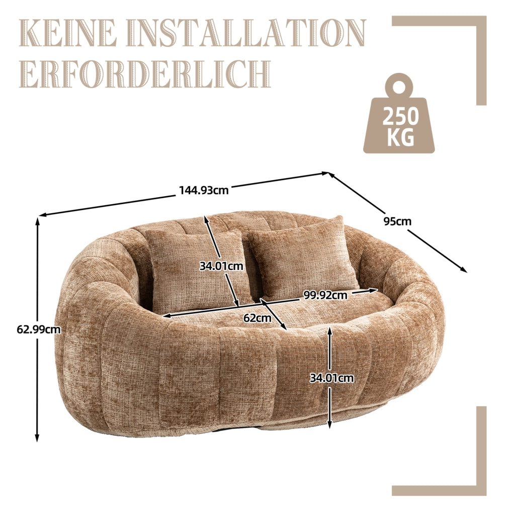 DIVANO Lazy 150x95x63 cm Chenille Caffè