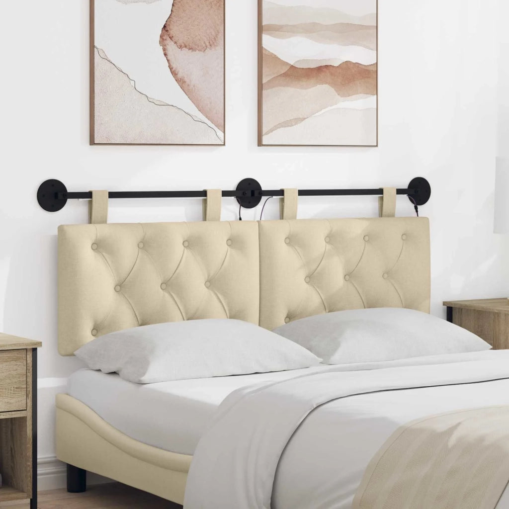 Testiera | Testata sospesa Con luce LED Crema Tessuto