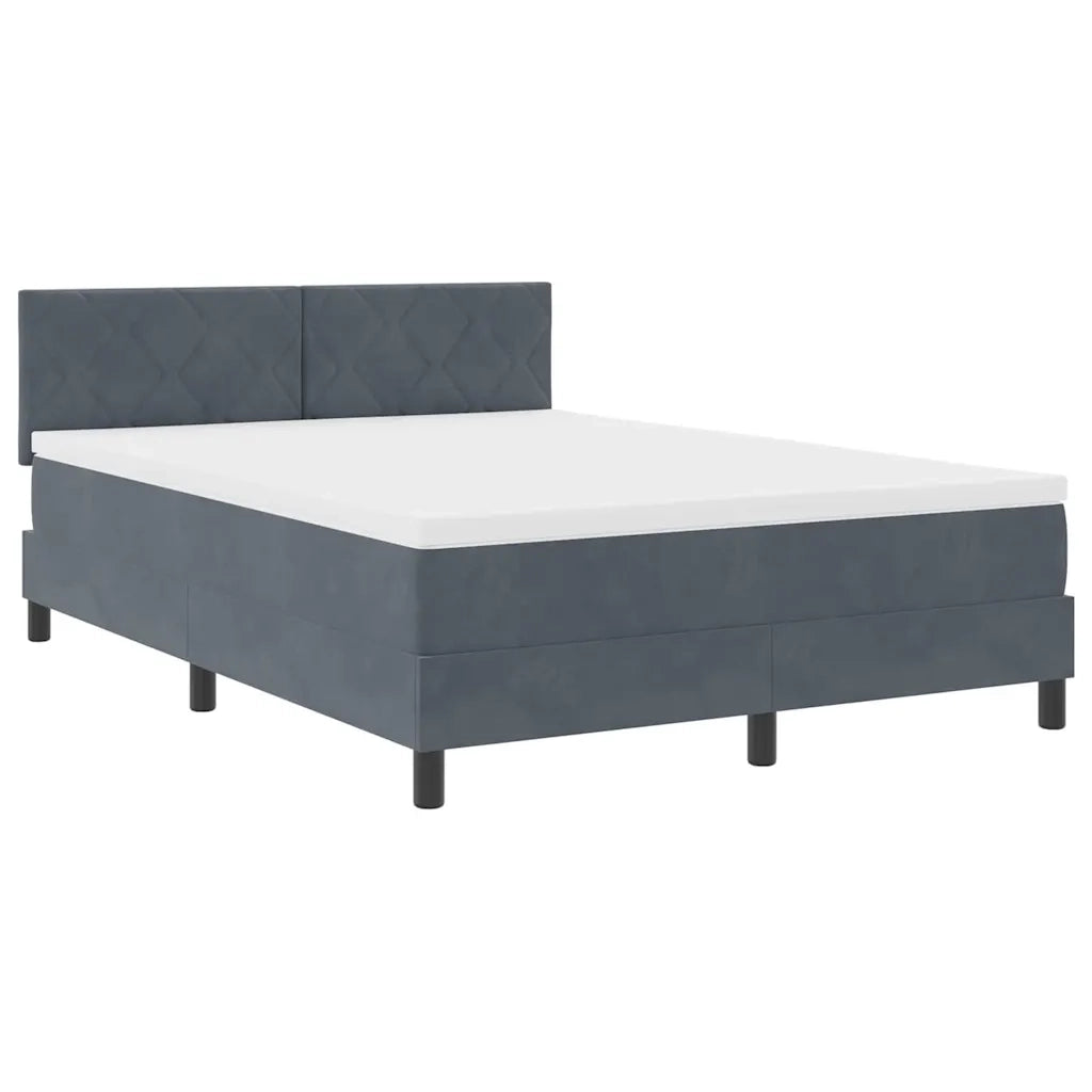 Letto a Sorgente LED con led Grigio scuro 140 x 190 cm Velluto