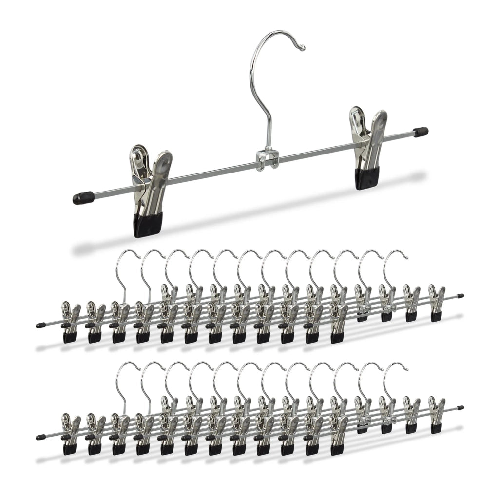 Set di 25 grucce per pantaloni con mollette regolabili 40 x 10 x 2 cm design pulito in metallo argentato 13_0015883