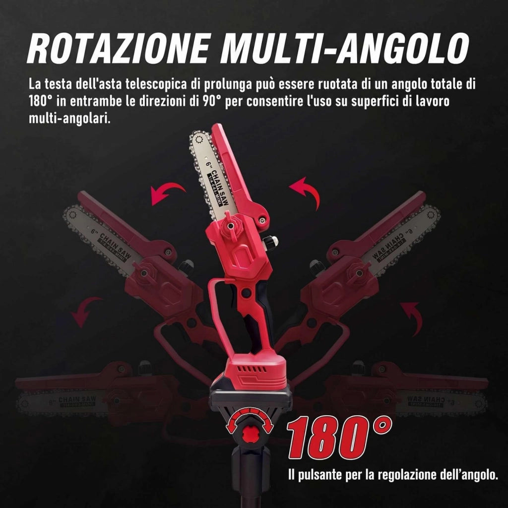 Sega elettrica, sega per rami, sega elettrica a batteria, 21 V, braccio telescopico, 2 batterie
