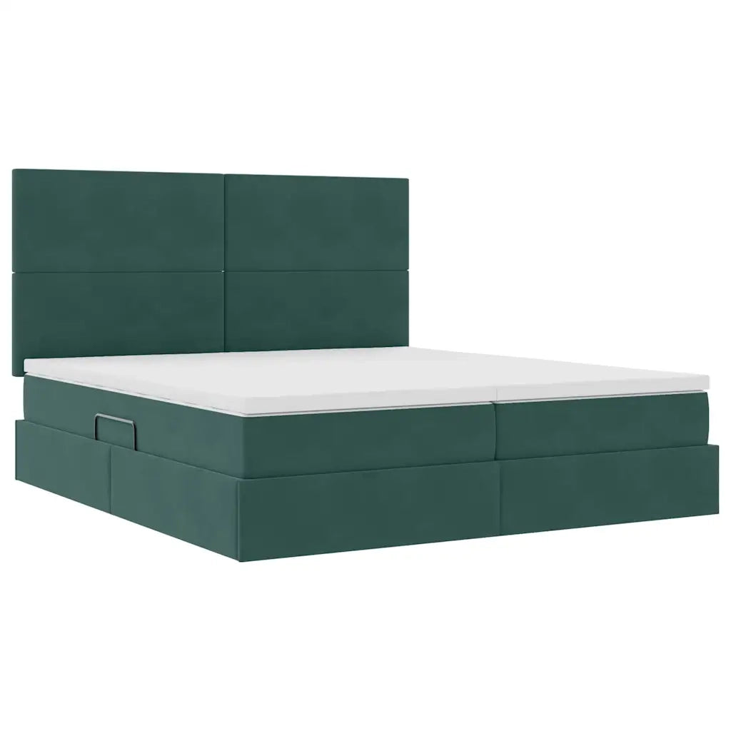 Letto con luci a strisce a LED Verde Scuro 180 x 200 cm Velluto