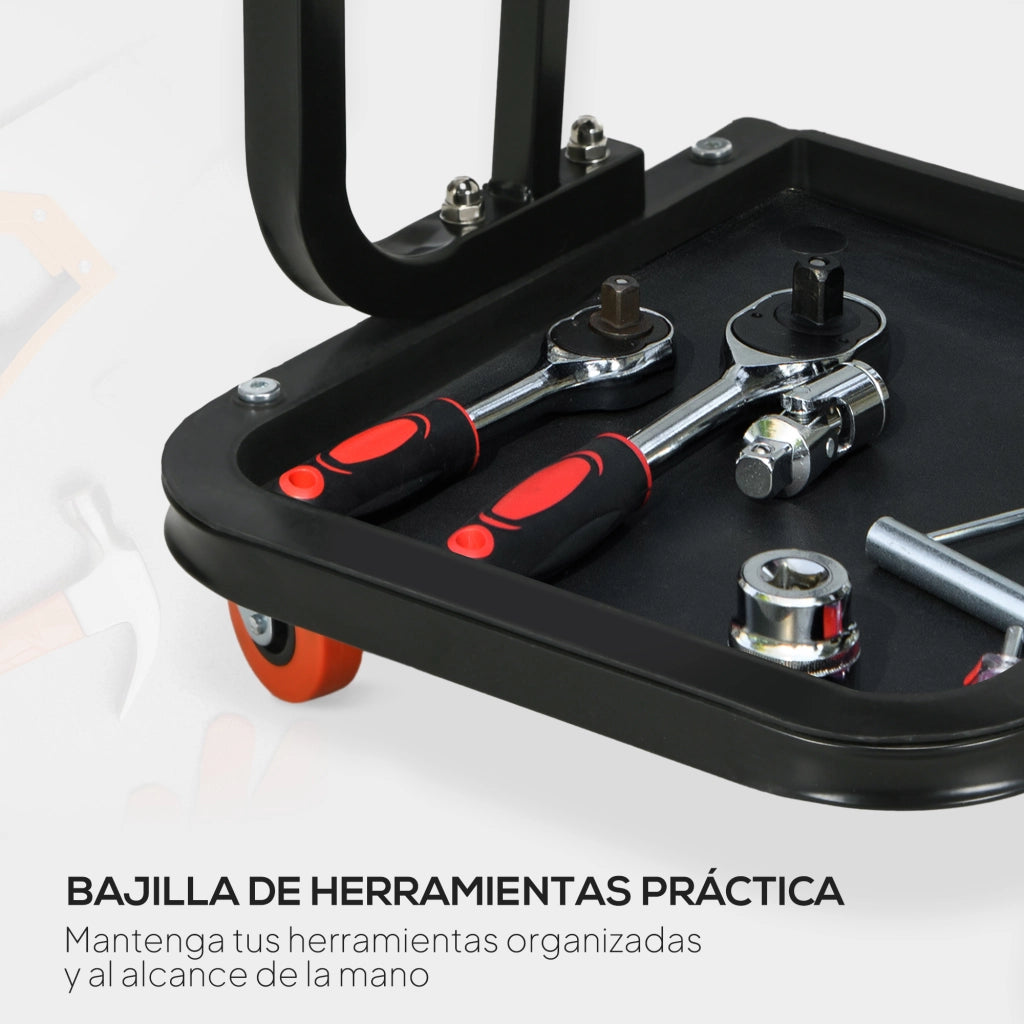 Sgabello da Officina con Ruote ¨C Xylo ¨C Vassoio Portautensili Struttura Acciaio Carico 100kg Rosso