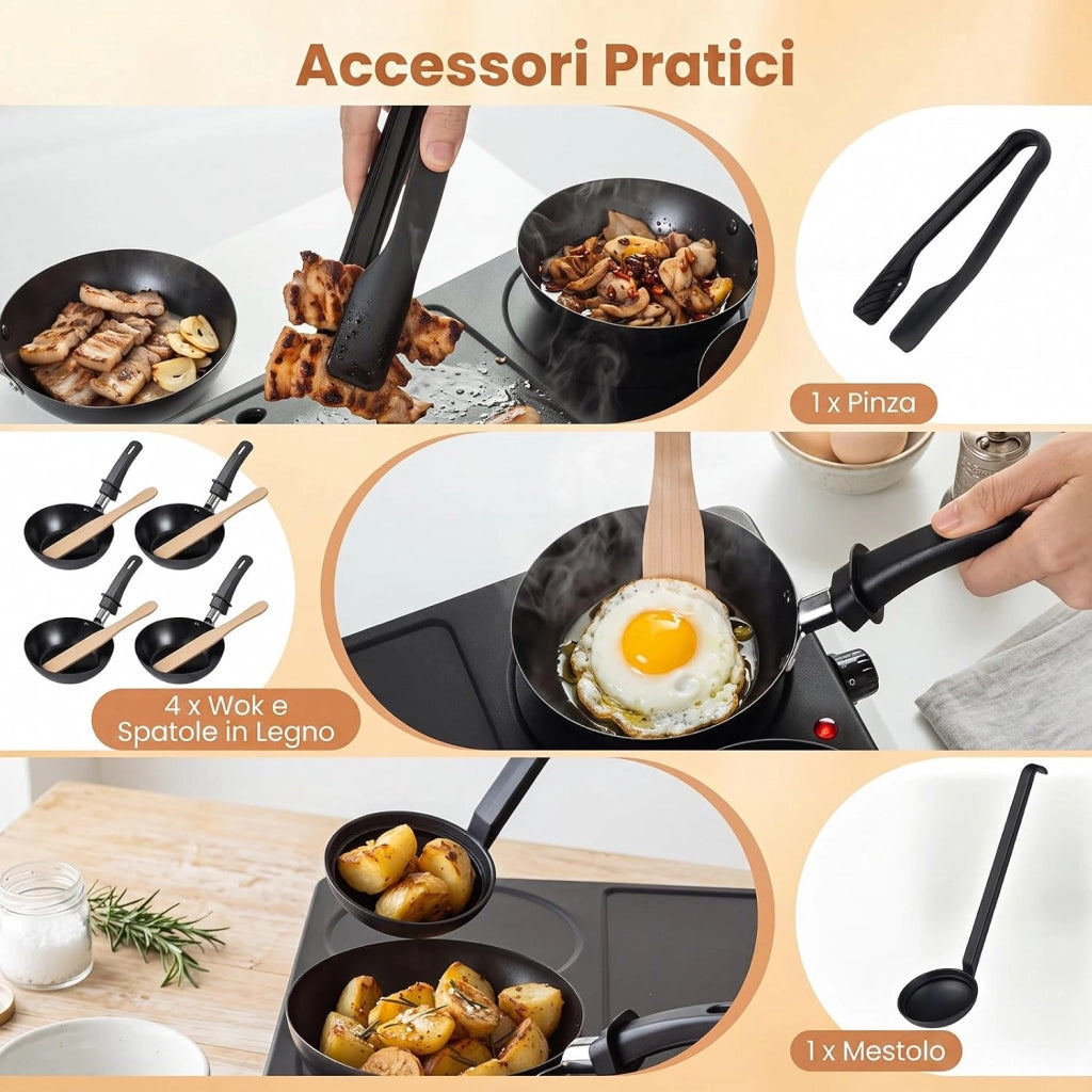 1000 W Barbecue Elettrico da Tavolo, Griglia Antiaderente
Piastra Elettrica per Grigliare con 4 Padelle 1 Piastra 4 Palette Pinza e Mestolo, per Raclette Bistecca, Interno ed Esterno