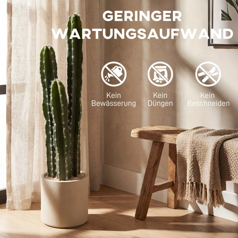 Pianta artificiale di cactus con tre steli modellabili in EVA e PE vaso decorativo verde per interni 95 cm