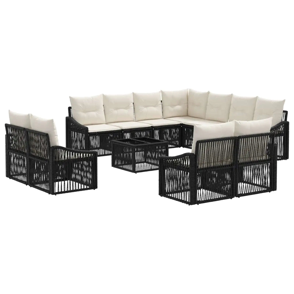 Set Divano da Giardino 12 pz Nero polyrattan 3436177