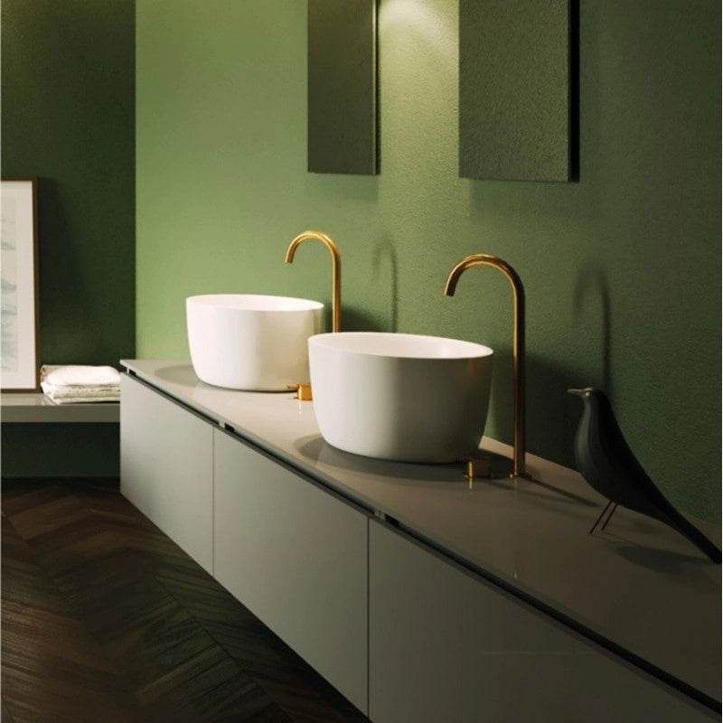 Lavabo da appoggio bianco opaco OVAL RIHO 38x33 cm solid surface