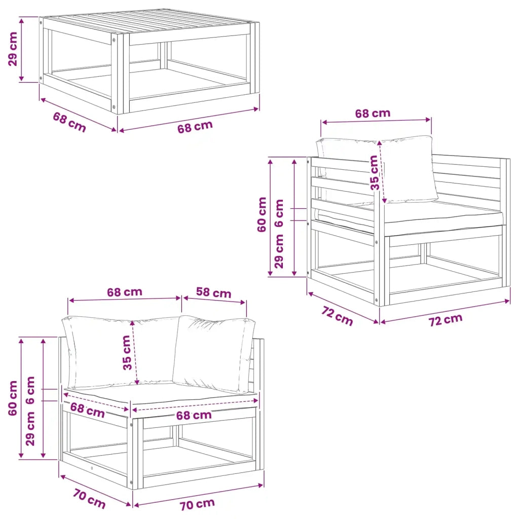 Set da giardino modulare 5 pezzi Naturale 3417223