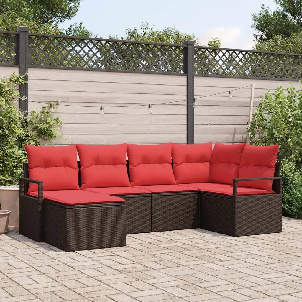 Set di divani con cuscino 6 pcs Marrone polyrattan 3346454