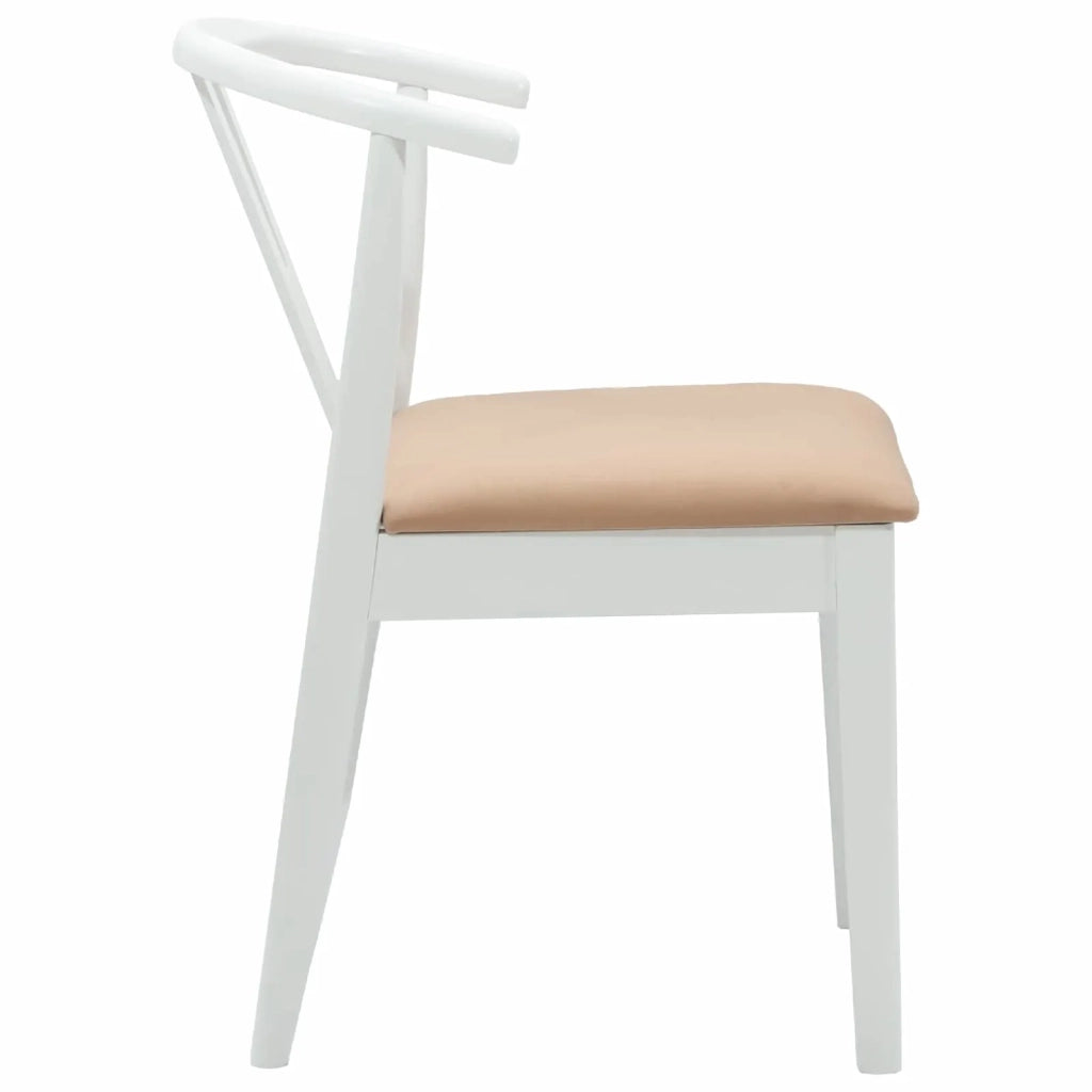 Sedia da pranzo 2 pcs Bianco e marrone Legno di gomma solido