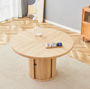 Tavolo da pranzo rotondo Ø115 cm con base contenitore in MDF