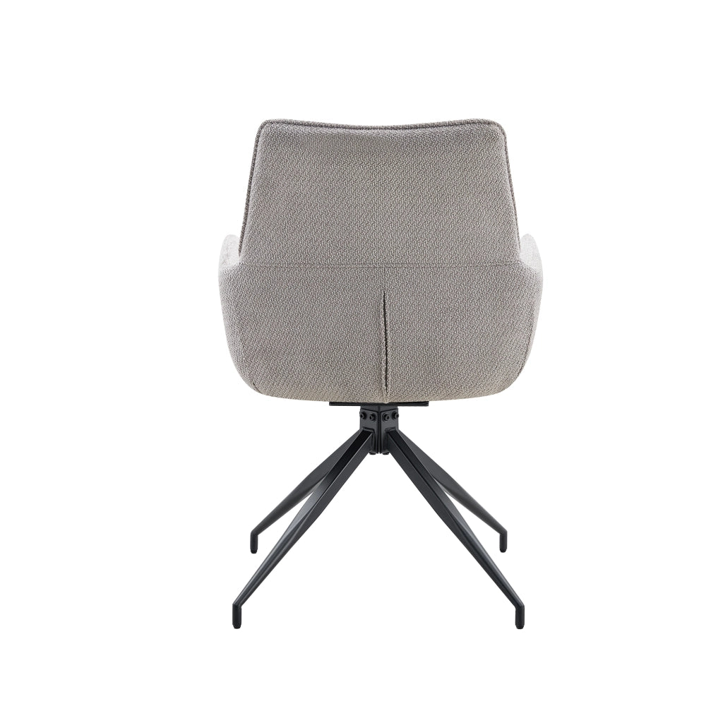 Sedia girevole 360° con braccioli in tessuto e metallo nero e grigio