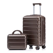 Set valigie ABS 2 pezzi con spinner e combinazione, marrone, include valigia 14"/19" e beauty case 14