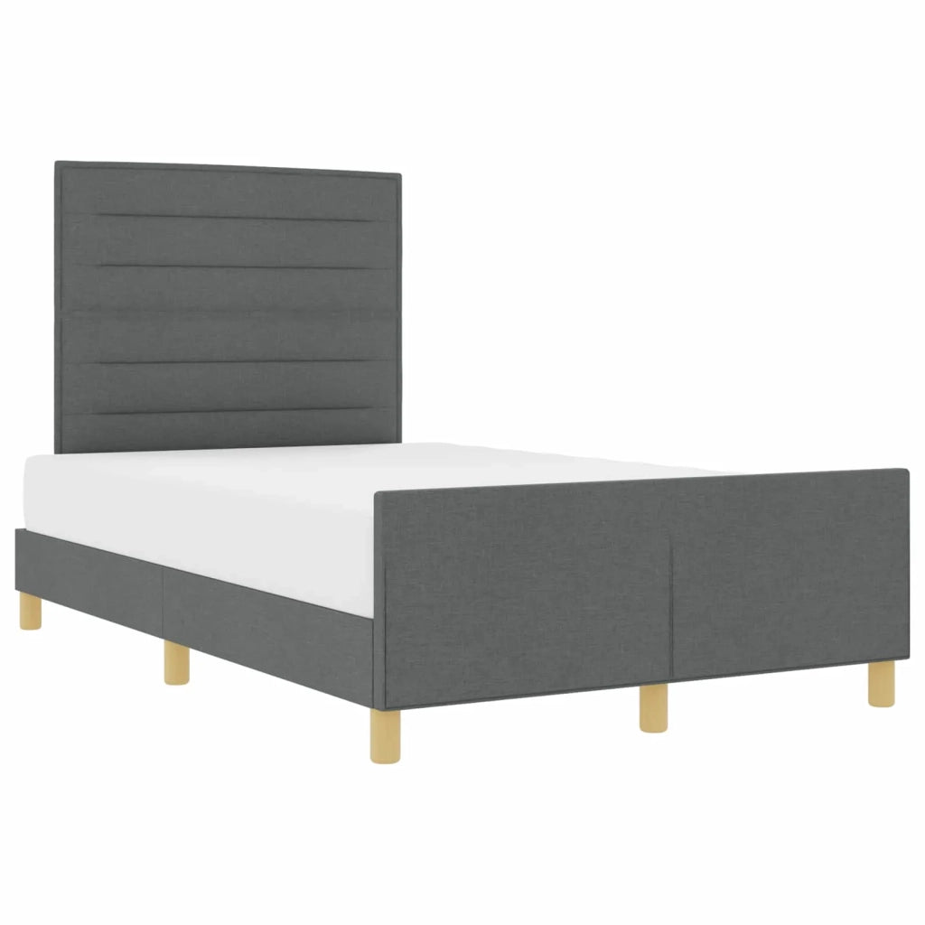 Letto matrimoniale | Letto per adulti | Struttura del letto Grigio scuro 140 x 190 cm Tessuto