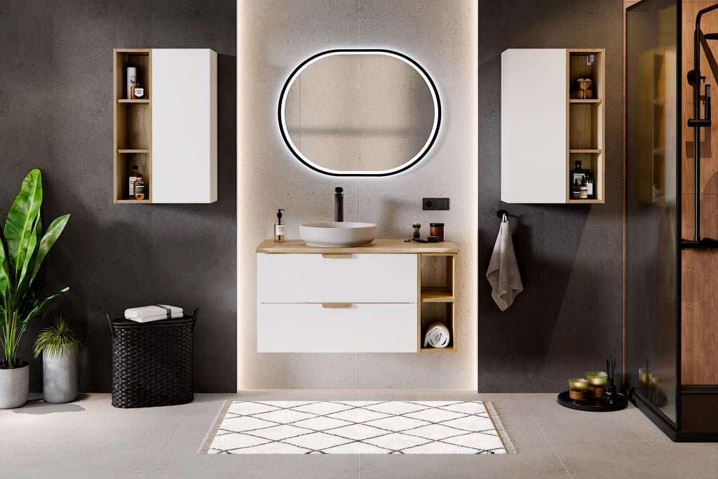 Set mobili bagno 60 cm con piano Aster White 60 cm