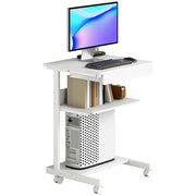 Scrivania computer con cassetto e ruote ¨C Xylo ¨C 56x51 cm bianco con supporto CPU