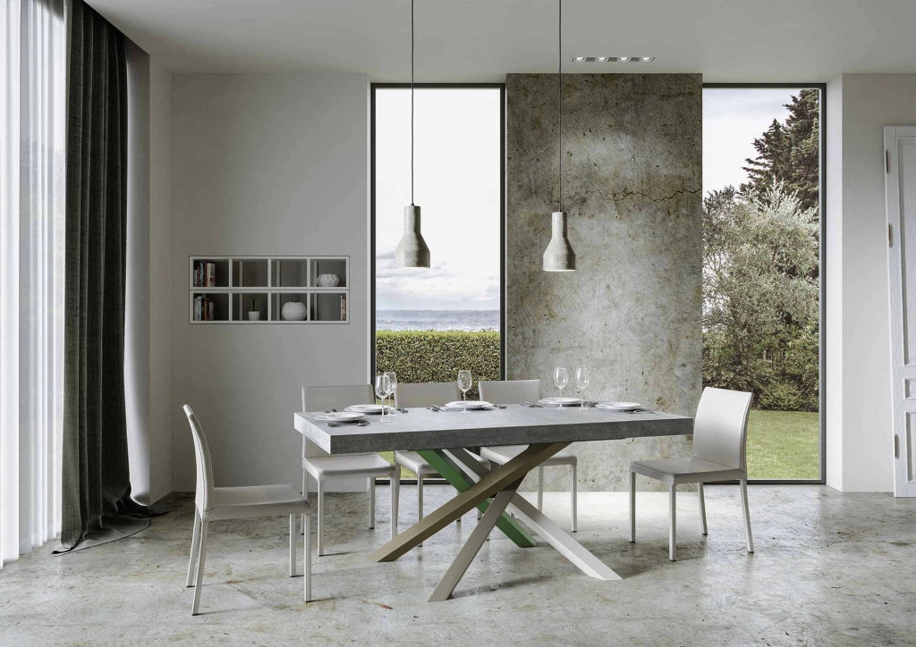 Tavolo Allungabile 180-440x90x77 cm Volantis Premium Cemento Telaio 4A