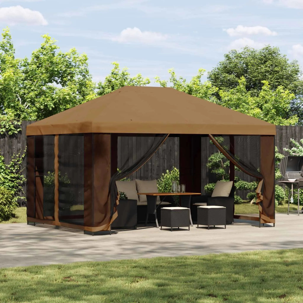 Gazebo da giardino con pareti laterali 4 × 3 m Beige 900385