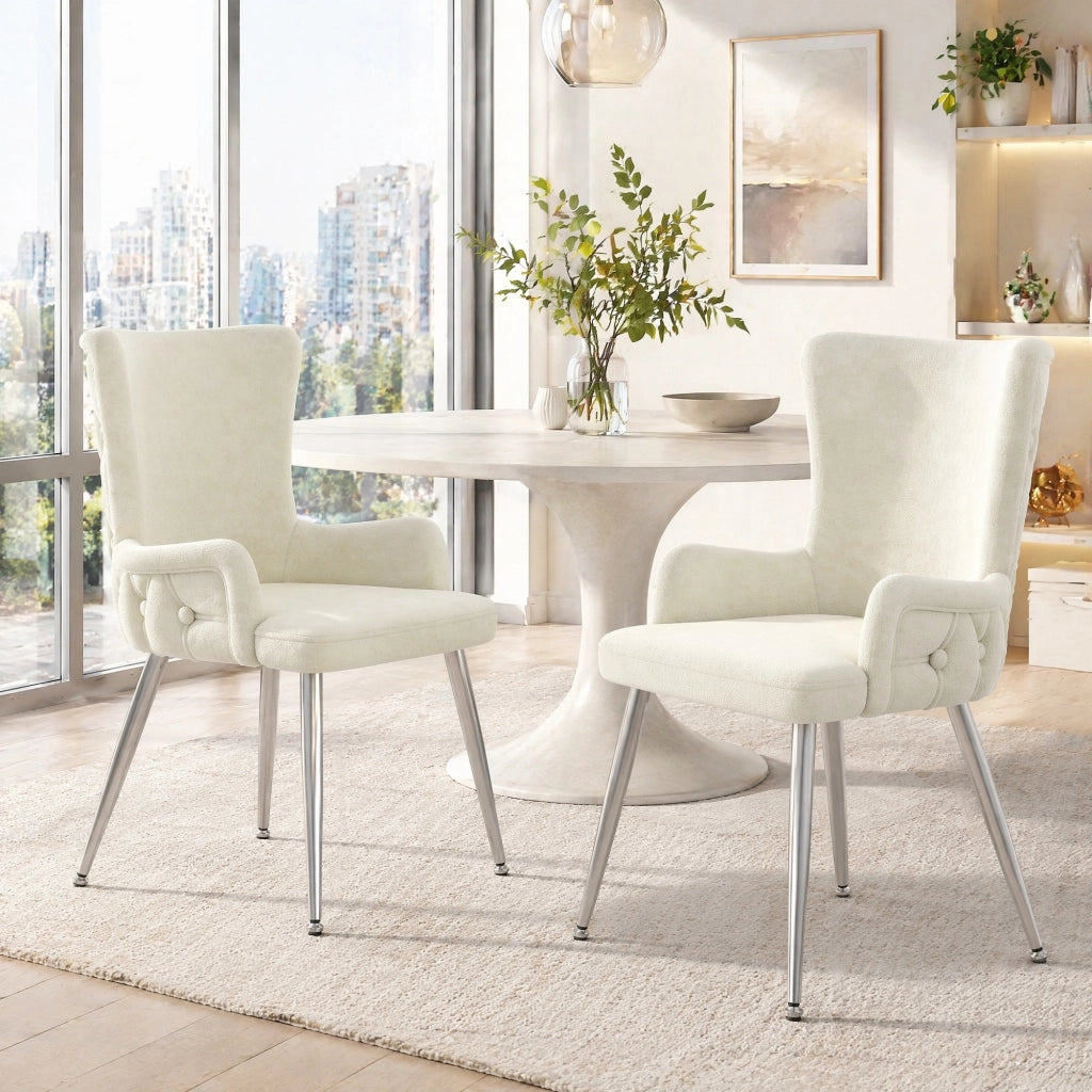 Sedia da pranzo 55x55x85 cm beige – velluto, set da 2
