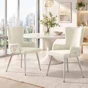 Sedia da pranzo 55x55x85 cm beige – velluto, set da 2