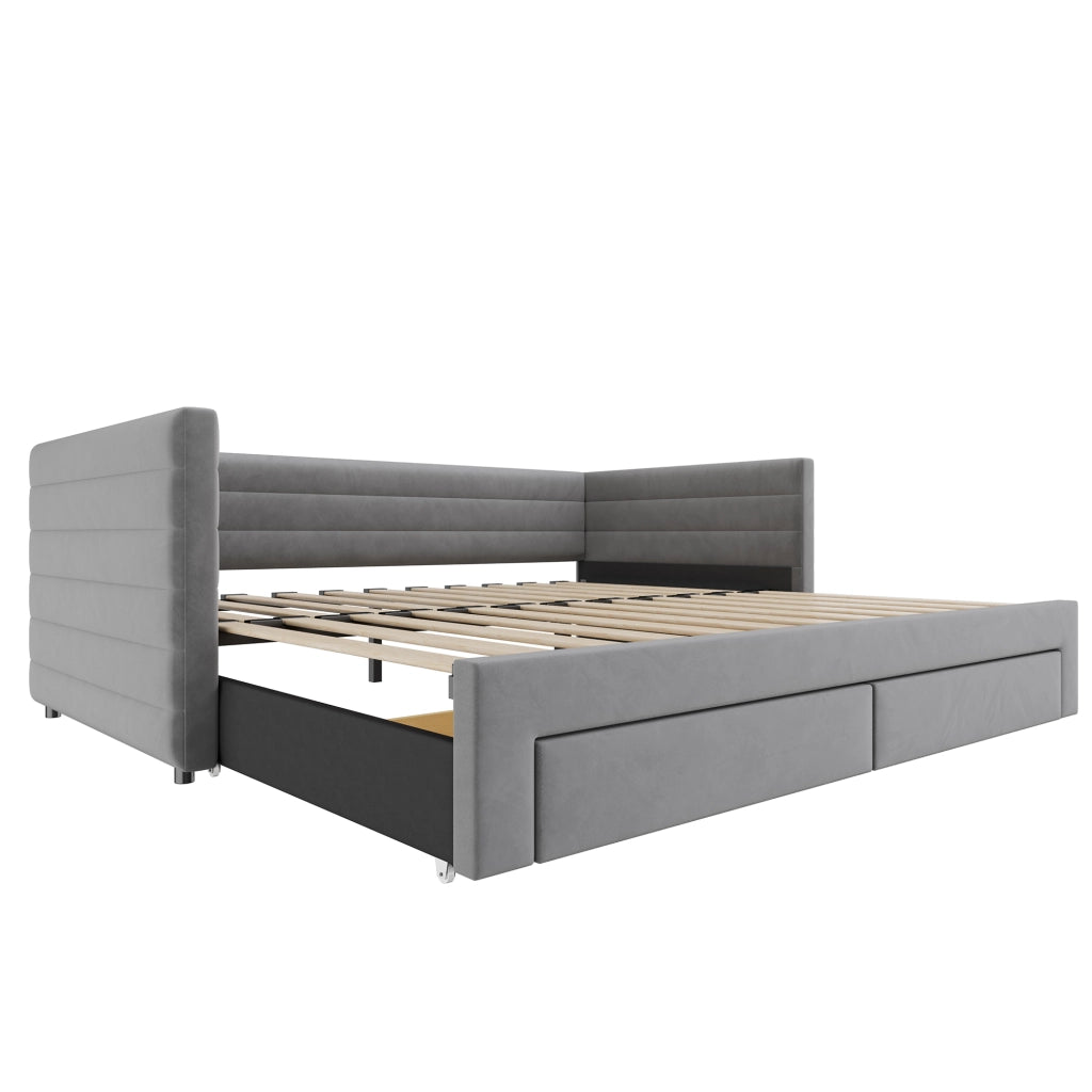 letto imbottito cotone e lino grigio 90 x 190 cm
