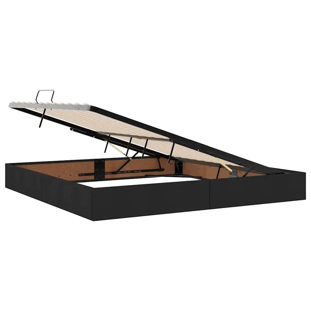 Letto con contenitore e LED Nero 200 x 200 cm Poliestere