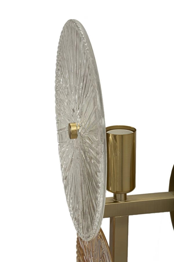 Lampada da Muro Sunrise 20x14x41 cm in Vetro e Ferro Oro e Naturale